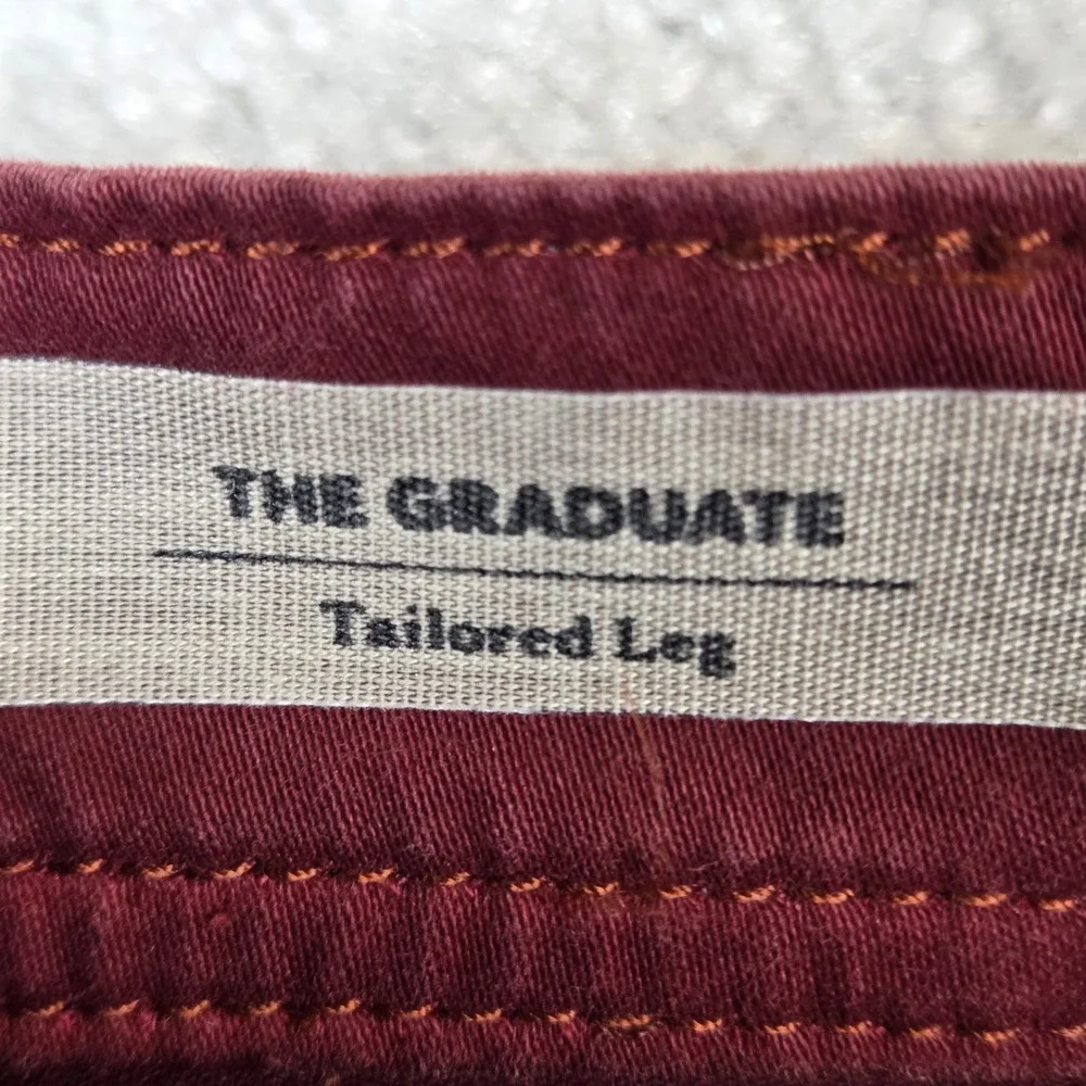 AG Adriano Goldschmied The Graduate Tailored Leg Pants Burgundy Red 40x30 Mens